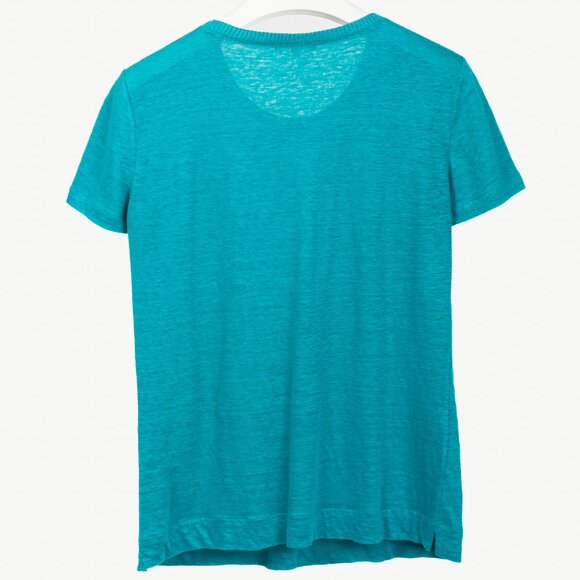 Loro Piana Blue Linen Short-Sleeve T-Shirt - Picture 2 of 8